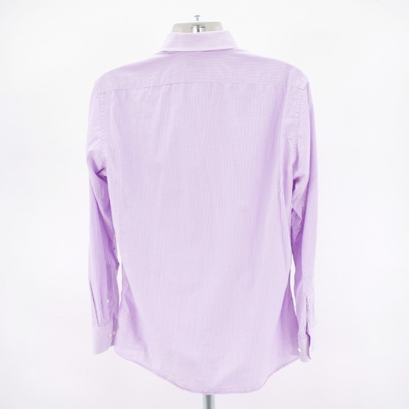 Indochino White Purple Check Collared Dress Shirt XL Pocket Front Cotton - Picture 6 of 10